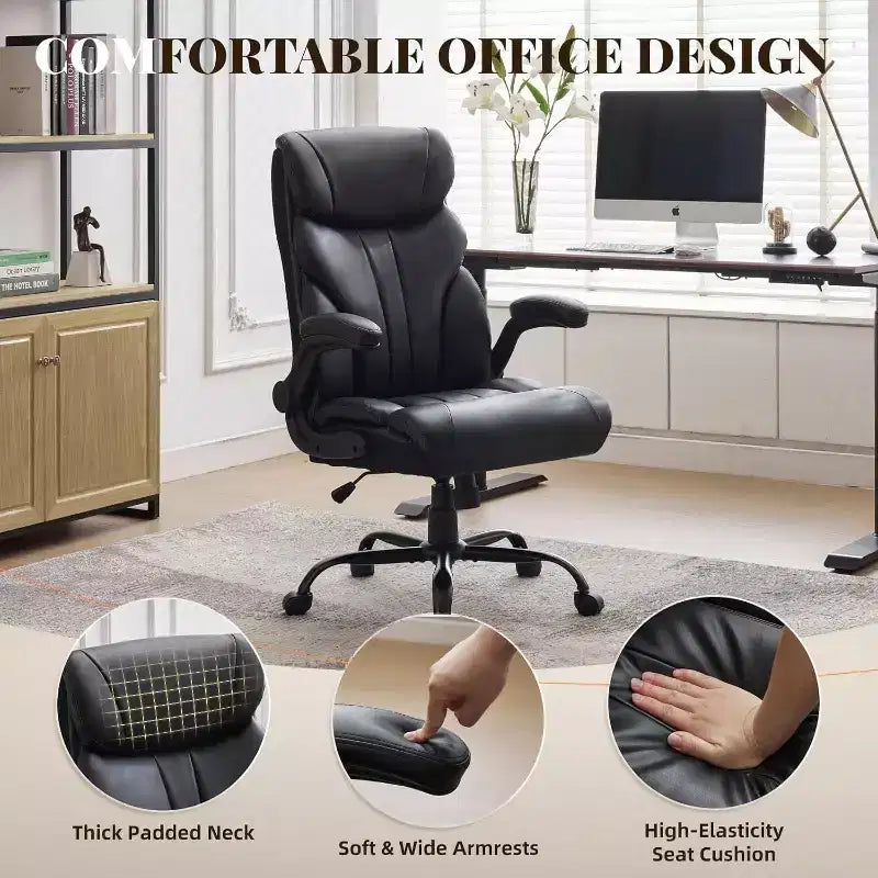Acekool Computer Gaming Chair, Ergonomic High Back Office Chair, Wide Heavy Duty Task Desk Chair, PU Leather, 500 lbs