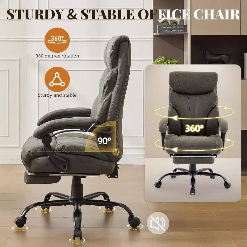Acekool Computer Gaming Chair, Ergonomic High Back Office Chair, Wide Heavy Duty Task Desk Chair, PU Leather, 500 lbs