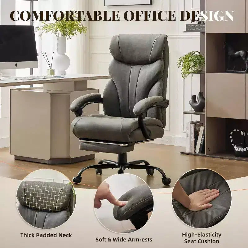 Acekool Computer Gaming Chair, Ergonomic High Back Office Chair, Wide Heavy Duty Task Desk Chair, PU Leather, 500 lbs