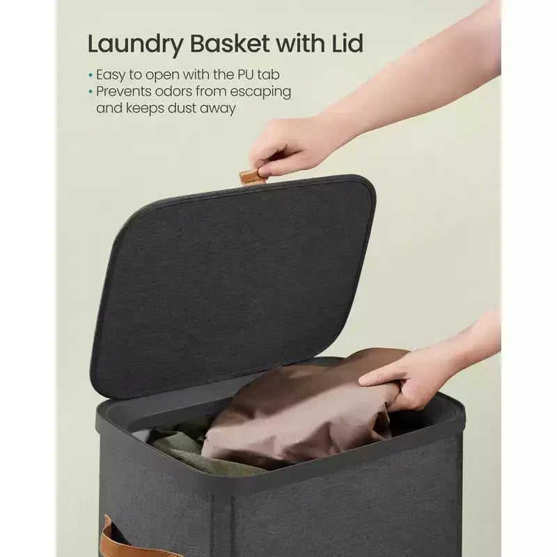SONGMICS Laundry Basket, 26.4 Gal. Laundry Hamper, Easy Assembly, with Lid and Handles, Removable Liner, 16.5 x 12.6 x 29.5 Inches