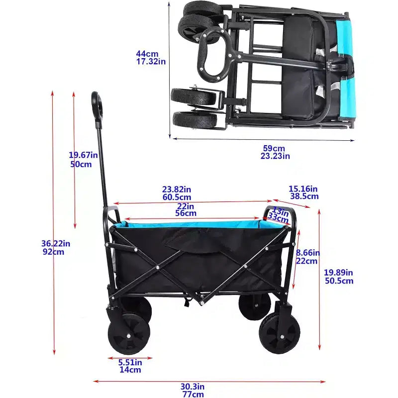 Foldable Garden Shopping & Beach Cart, Metal Material, VC Account Exclusive,for Outdoor Use