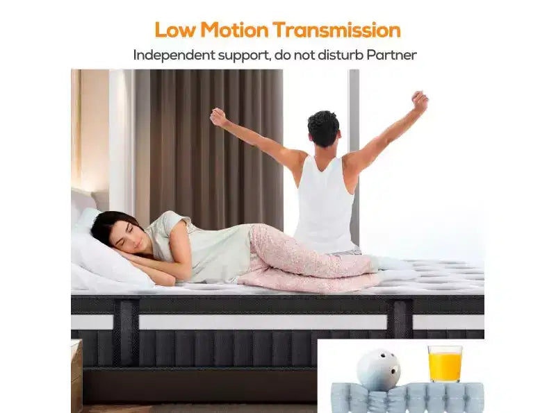 Mattress on Sale: 14 King Hybrid Mattress in a Box, Gel Memory Foam+Pocketed Coils, Cooling, Medium, Pressure Relief, Motion Isolation, CertiPUR-US