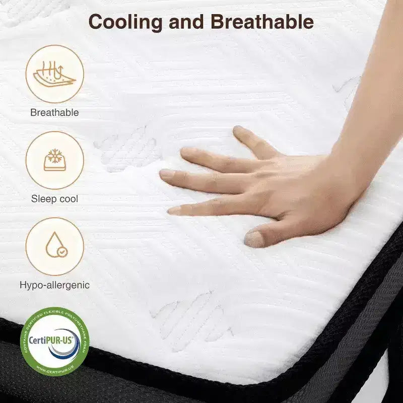 Mattress on Sale: 14 King Hybrid Mattress in a Box, Gel Memory Foam+Pocketed Coils, Cooling, Medium, Pressure Relief, Motion Isolation, CertiPUR-US