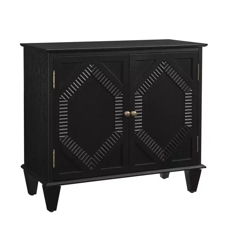 VIYET 34 Retro Mid-Century Cabinets, Black MDF Cabinet w/ Adjustable Shelf & Brass Handles, Multi-Scene Use