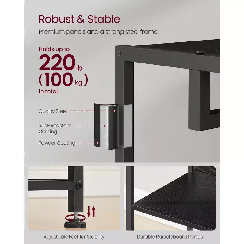 VASAGLE Coat Rack, Freestanding Hall Tree with Shelves,Hanging Rail,and Hooks,Space-Saving Coat Stand,Steel Frame