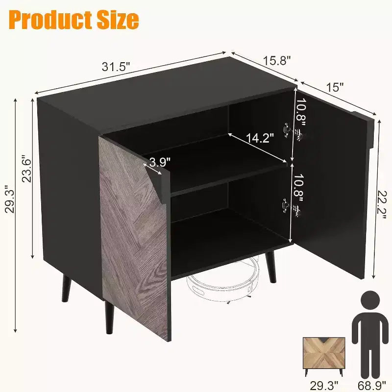 Buffet Cabinet with Storage,Storage Cabinet with Decor Doors and Shelves,Sideboard Buffet for Hallway, Entryway, Living Room, or Kitchen