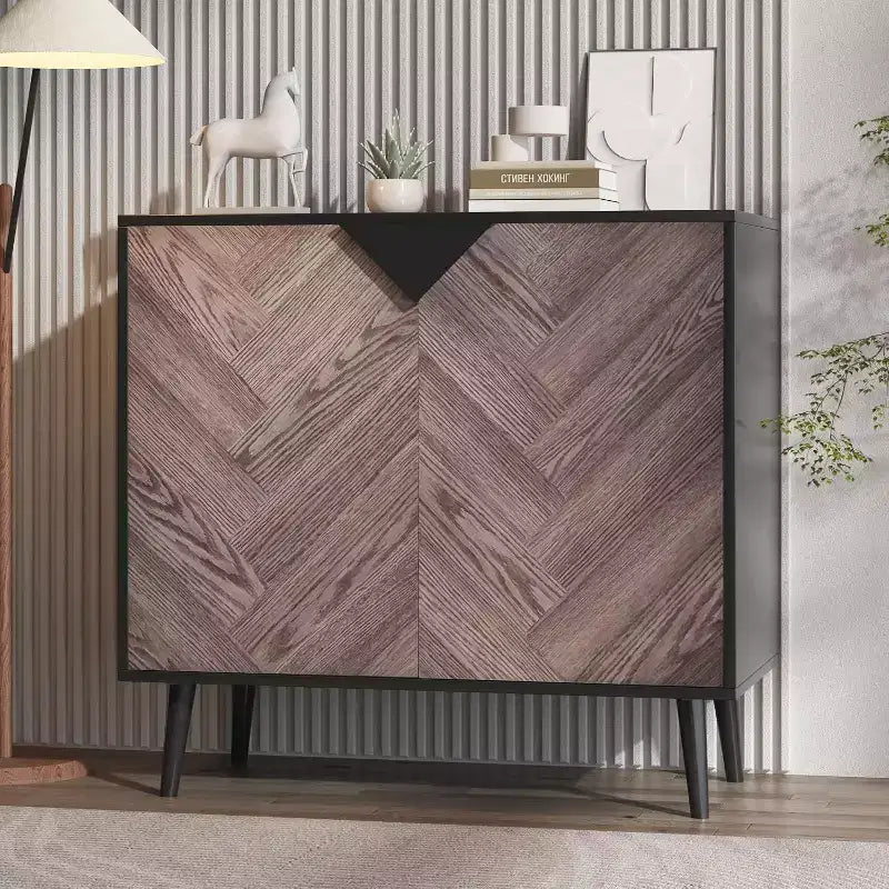 Meuble Buffet avec Rangement, Meuble de Rangement avec Portes Décoratives et Étagères, Buffet pour Couloir, Entrée, Salon ou Cuisine