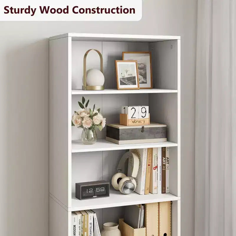 COZONY 71.4 Tall 6-Tier Bookcase with Doors  Wooden Storage Bookshelf, Floor Standing Display Storage for Office, Living Room, Bedroom, Kitchen