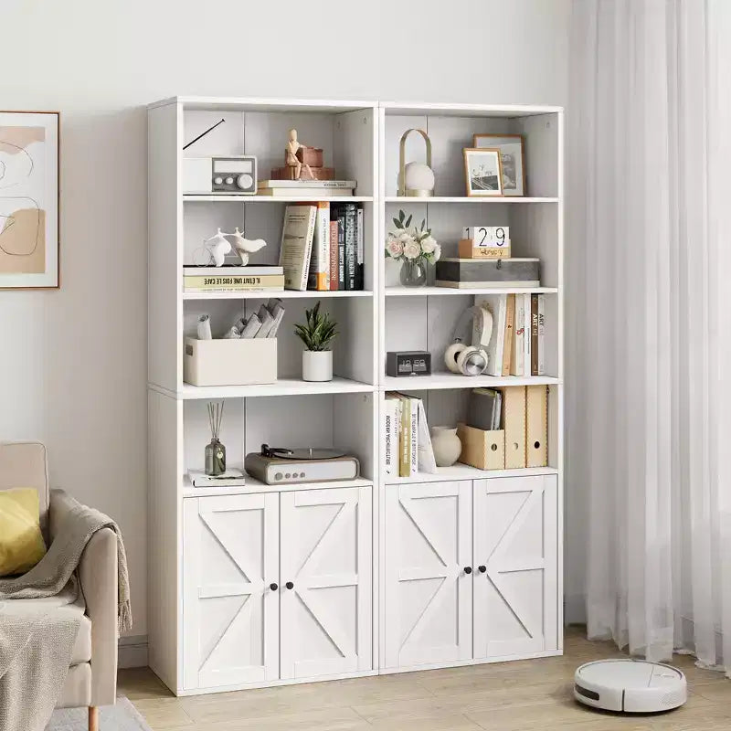 COZONY 71.4 Tall 6-Tier Bookcase with Doors  Wooden Storage Bookshelf, Floor Standing Display Storage for Office, Living Room, Bedroom, Kitchen