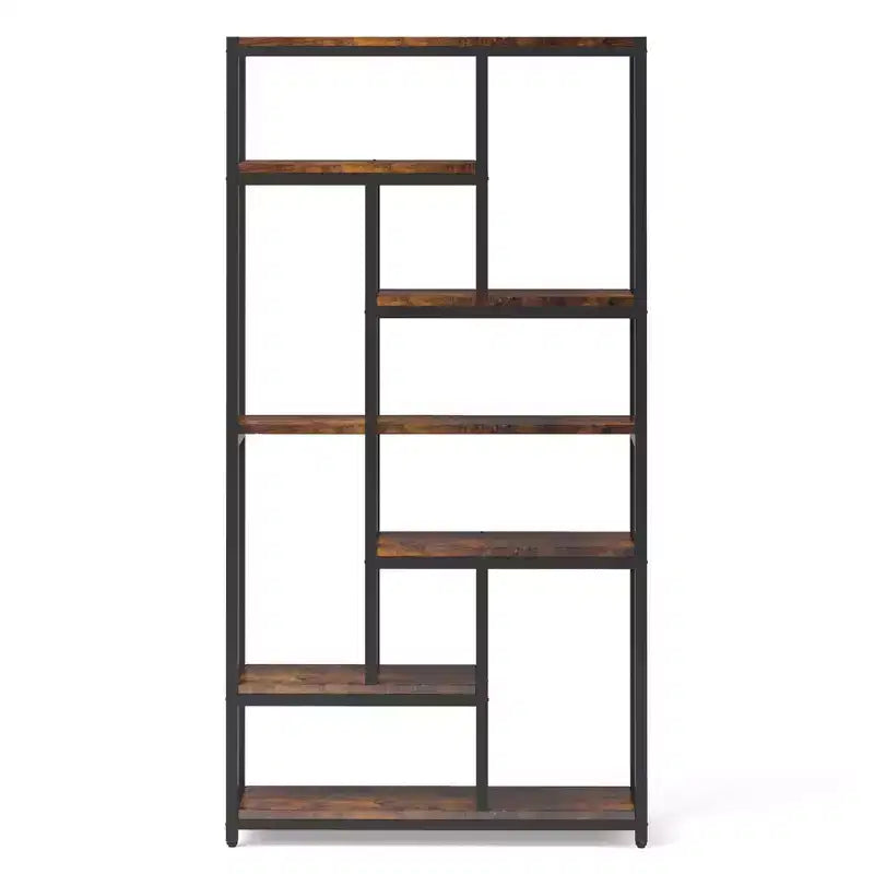 TUYOHW 79 Tall 7-Tier Bookcase,Large Open Shelf Display Unit with 10 Compartments - Modern Floor Standing Bookshelf for Living Room,Office,Brown