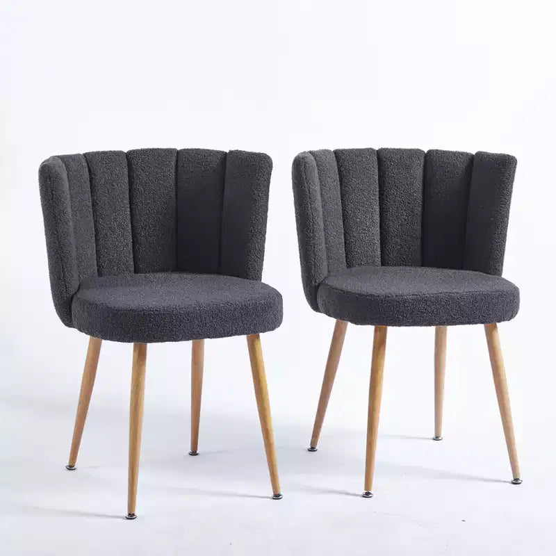 Set of 2 Upholstered Dining Chairs, Ergonomic Accent Chairs with Metal Legs for Living Room Dining Room