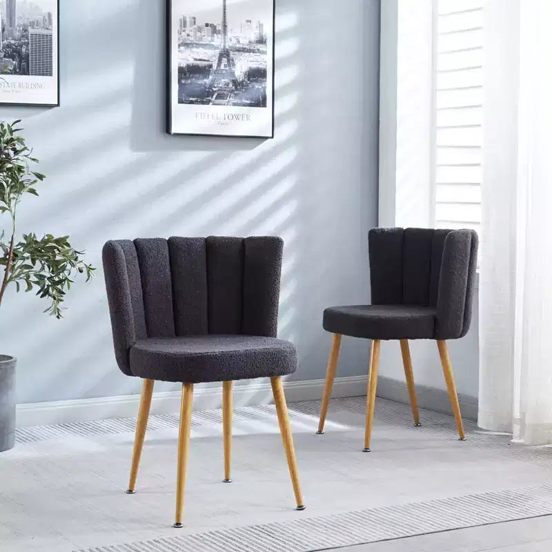 Set of 2 Upholstered Dining Chairs, Ergonomic Accent Chairs with Metal Legs for Living Room Dining Room