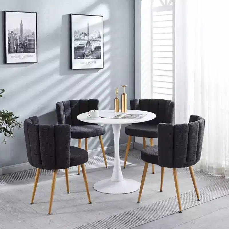Set of 2 Upholstered Dining Chairs, Ergonomic Accent Chairs with Metal Legs for Living Room Dining Room