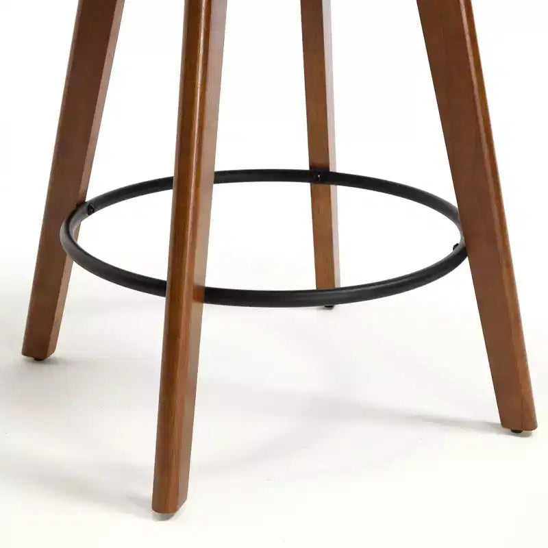 Bekrvio 25 Swivel Counter Stool Set of 1, 4.33 Upholstered Linen Seat with Back, Arms, Rubberwood Frame, Mid-Century Modern barstool, Sand