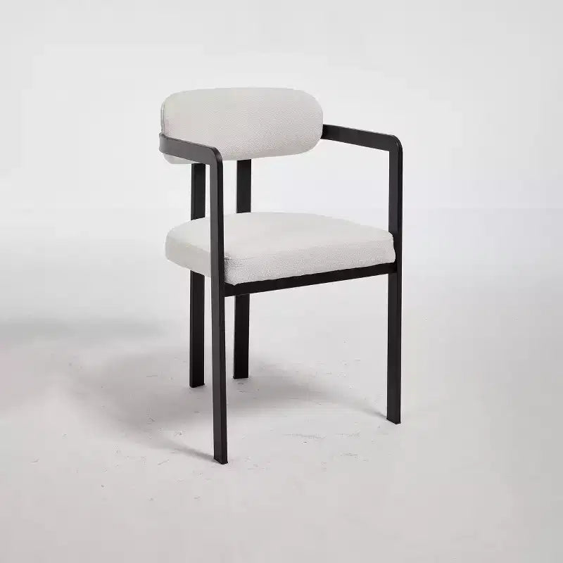 TUYOHW 2 PCS Kitchen Chairs with Matte Metal Legs,Boucle Dining Chairs with Open & Curved Backrest,Ergonomic Dining Room Chairs for Living Room