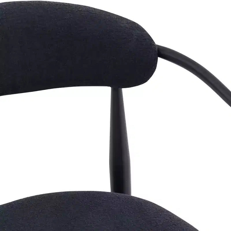 TUYOHW 2 PCS Kitchen Chairs with Matte Metal Legs,Boucle Dining Chairs with Open & Curved Backrest,Ergonomic Dining Room Chairs for Living Room
