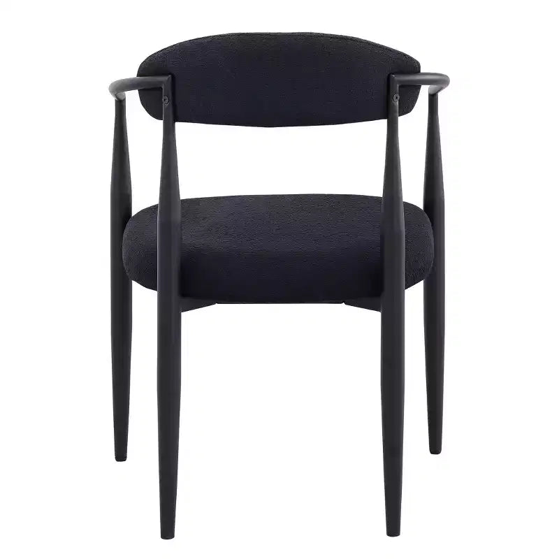 TUYOHW 2 PCS Kitchen Chairs with Matte Metal Legs,Boucle Dining Chairs with Open & Curved Backrest,Ergonomic Dining Room Chairs for Living Room