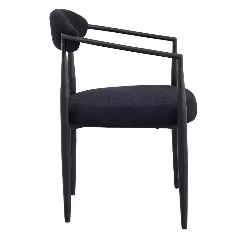 TUYOHW 2 PCS Kitchen Chairs with Matte Metal Legs,Boucle Dining Chairs with Open & Curved Backrest,Ergonomic Dining Room Chairs for Living Room