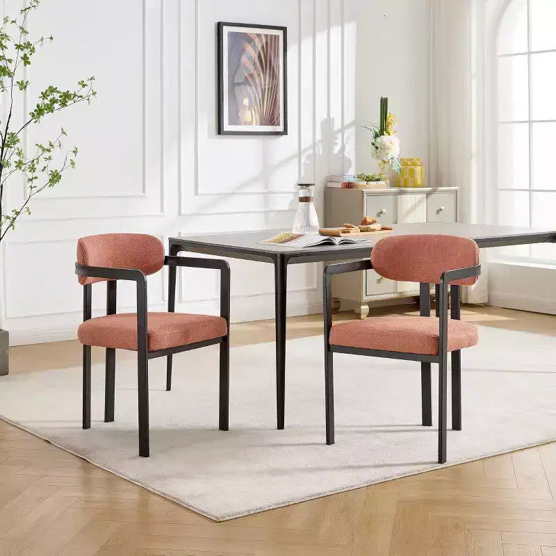 TUYOHW 2 chaises de cuisine avec pieds en métal mat, chaises de salle à manger en bouclette avec dossier ouvert et incurvé, chaises de salle à manger ergonomiques pour le salon