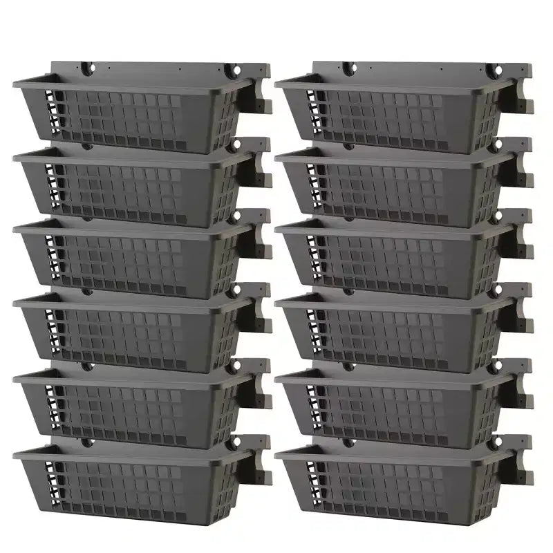 Suncast 12 Pack 25 x 7.25 Inch Resin Basket Accessory for Outdoor Shed, Black