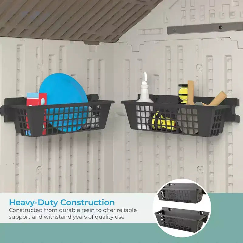 Suncast 12 Pack 25 x 7.25 Inch Resin Basket Accessory for Outdoor Shed, Black
