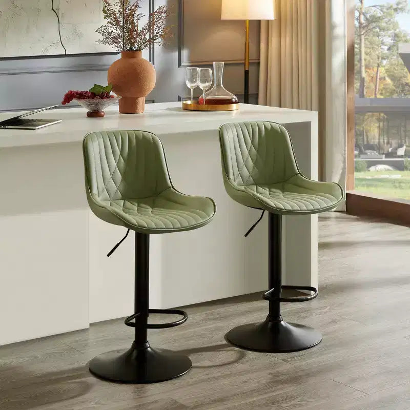 Tabourets de bar contemporains réglables Roundhill Furniture Kovyn avec sièges pivotants en similicuir, lot de 2