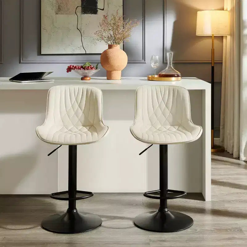 Tabourets de bar contemporains réglables Roundhill Furniture Kovyn avec sièges pivotants en similicuir, lot de 2