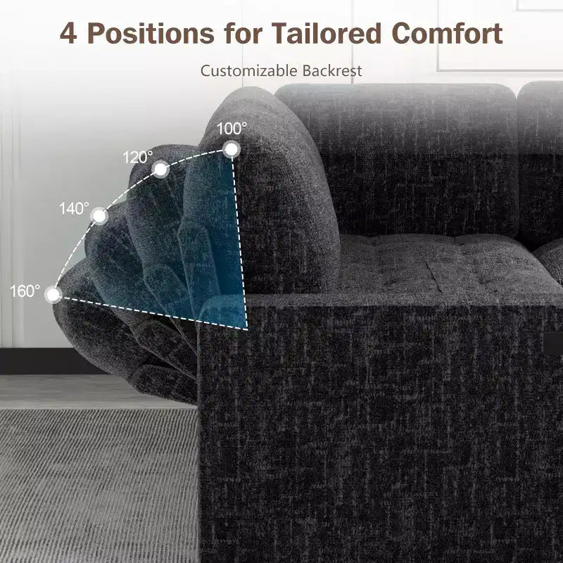 Dyonery 5 Seat L Shaped Modular Sectional Sleeper Sofa Bed with Pull Out Bed/USB Ports/Adjustable Backrest/Storage, Tool-Free Assembly