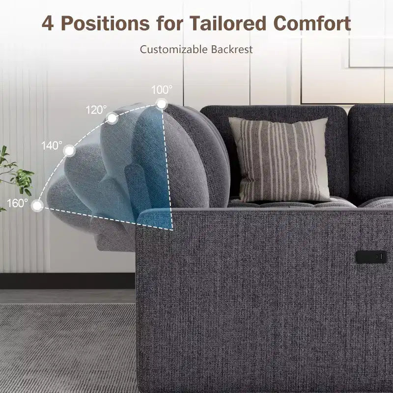 Dyonery 5 Seat L Shaped Modular Sectional Sleeper Sofa Bed with Pull Out Bed/USB Ports/Adjustable Backrest/Storage, Tool-Free Assembly
