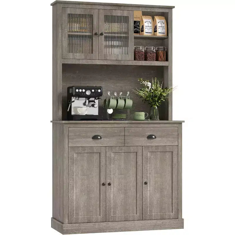 Pantry with Drawers and Adjustable Shelves, 71Tall Freestanding Kitchen Pantry Cabinet with Microwave Stand, Hutch Cabinet for Kitchen, Dining Room