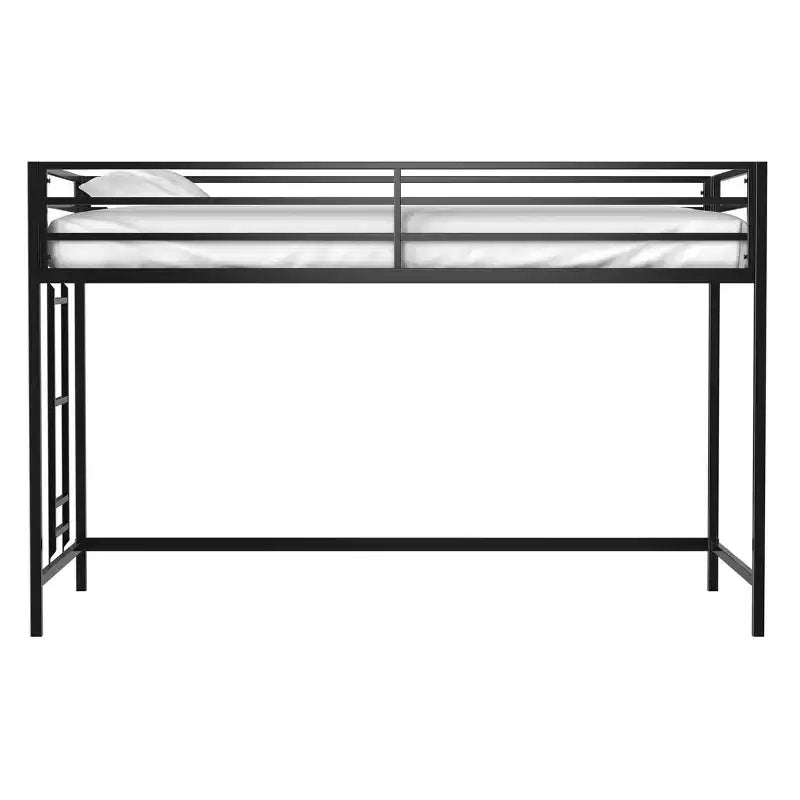 VIYET Twin Size Black Junior Loft Metal Bed - Space-Saving, Ladder, Guardrails, 350LBS Capacity (CPC Certified)