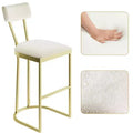 Bar Stools Set of 4  Counter Height Metal Frame with Curved Back, Upholstered Velvet Tall Barstools, Gold, for Kitchen & Dining Room
