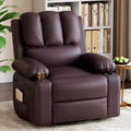 Manual Recliner Chair for Adults  PU Faux Leather, Massage Lounge, 360 Swivel  Cup Holders, Side Pocket  Modern Single Sofa Seat