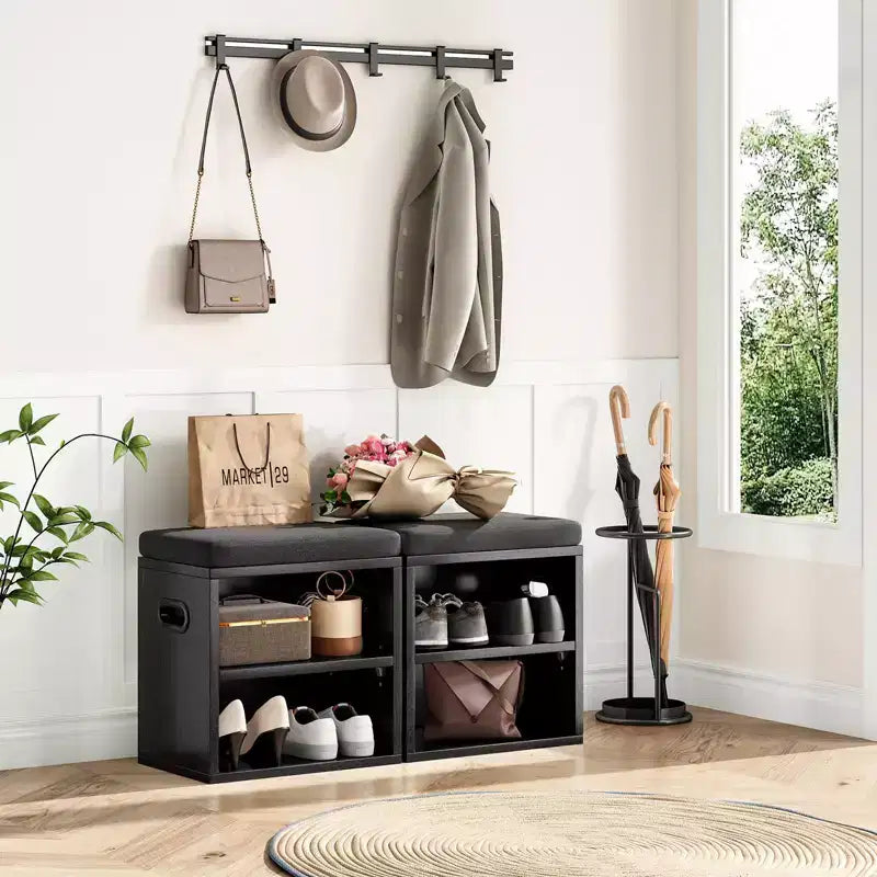 TUYOHW Cushioned Small Shoe Bench with Storage and Seating, Multi-color Entryway Shoe Rack, Versatile Shoe Organizer for Entryway