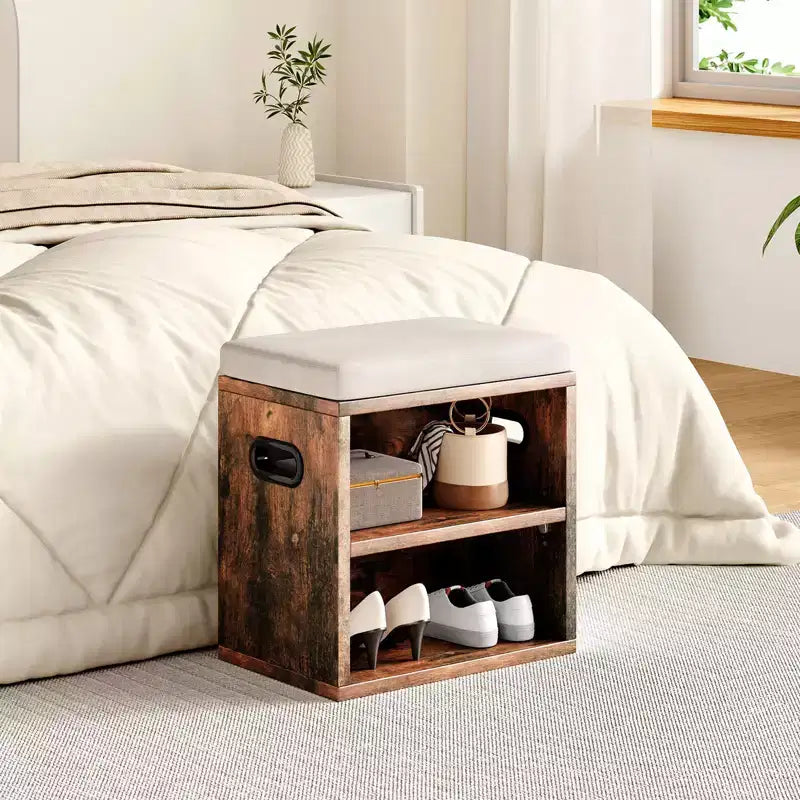 TUYOHW Cushioned Small Shoe Bench with Storage and Seating, Multi-color Entryway Shoe Rack, Versatile Shoe Organizer for Entryway