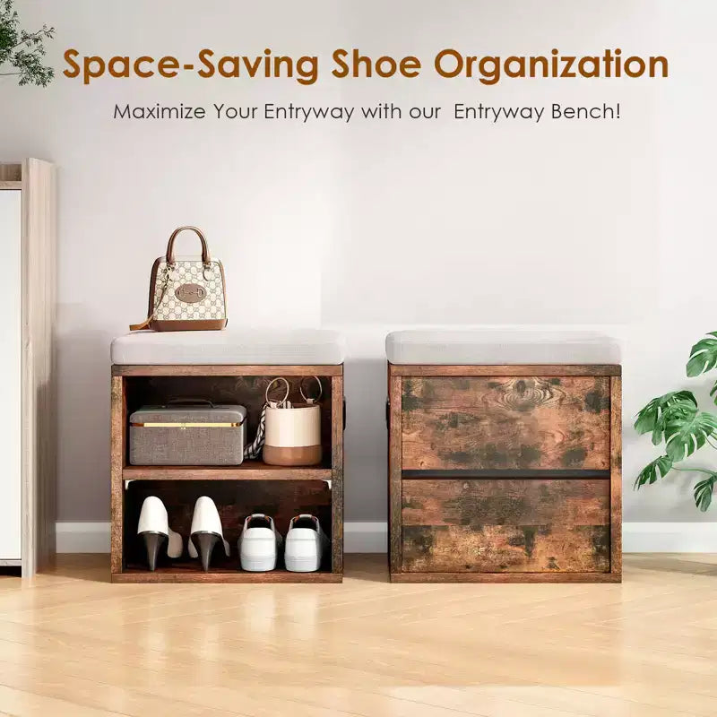 TUYOHW Cushioned Small Shoe Bench with Storage and Seating, Multi-color Entryway Shoe Rack, Versatile Shoe Organizer for Entryway