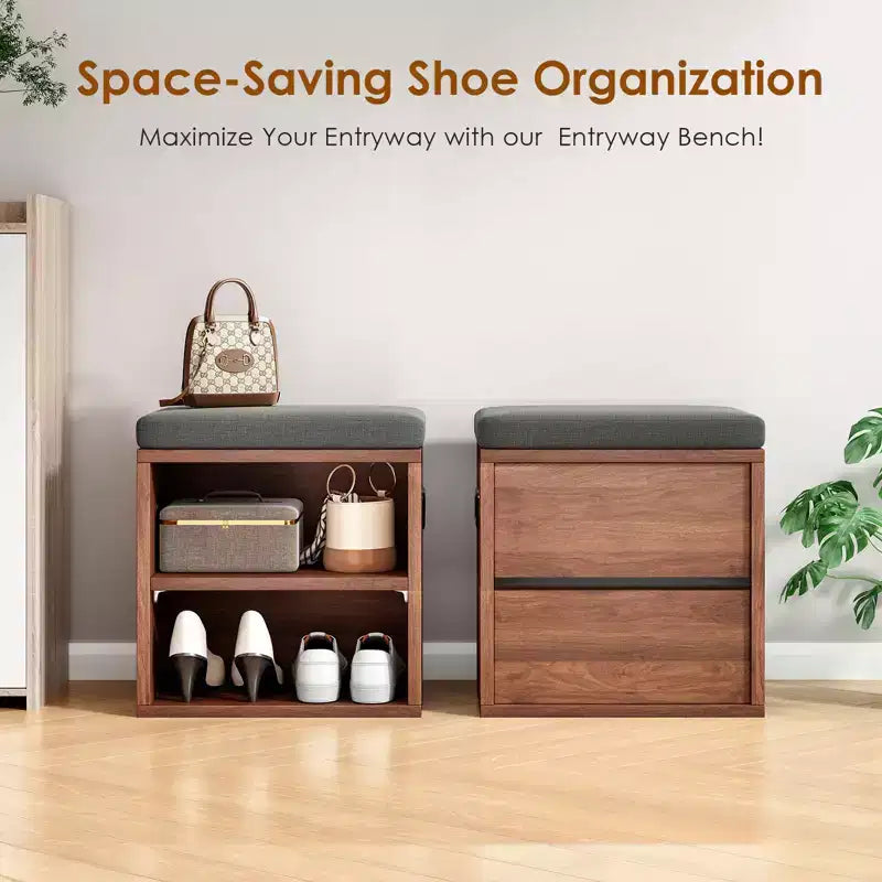 TUYOHW Cushioned Small Shoe Bench with Storage and Seating, Multi-color Entryway Shoe Rack, Versatile Shoe Organizer for Entryway