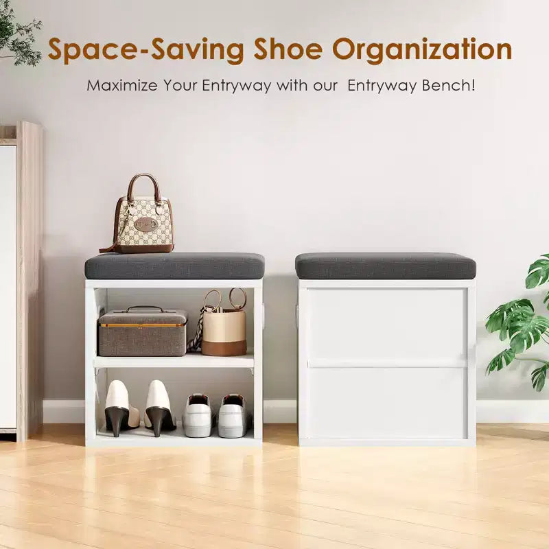 TUYOHW Cushioned Small Shoe Bench with Storage and Seating, Multi-color Entryway Shoe Rack, Versatile Shoe Organizer for Entryway