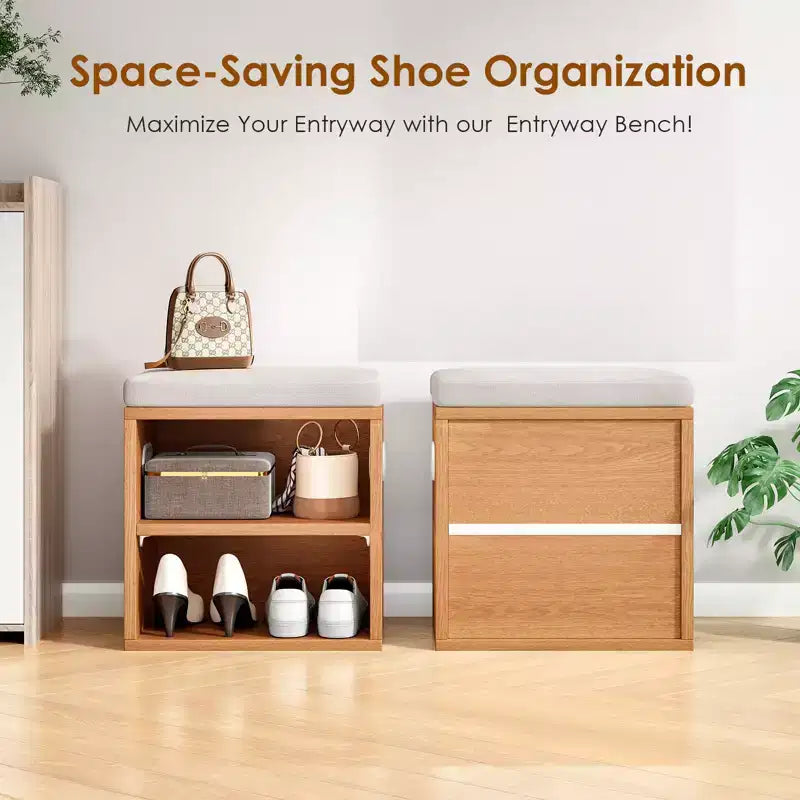 TUYOHW Cushioned Small Shoe Bench with Storage and Seating, Multi-color Entryway Shoe Rack, Versatile Shoe Organizer for Entryway