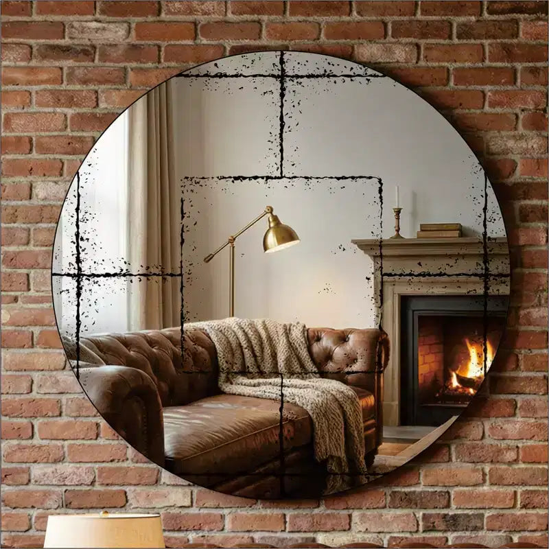 Miroir mural vintage industriel Sun de GDFStudio avec verre haute définition