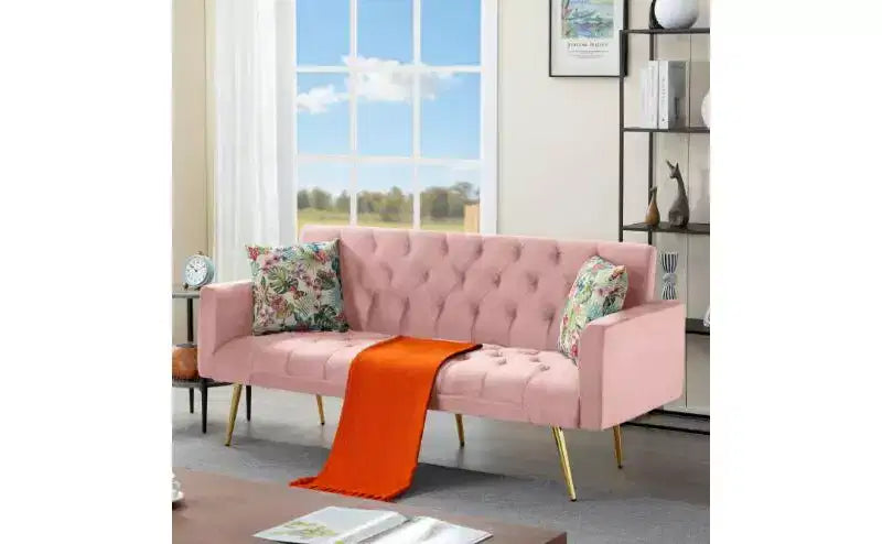 Okak Modern Button Tufted Convertible Sleeper Sofa Bed with Adjustable Back,Upholstered Futon Sofa Couch for Living Room,Apartment