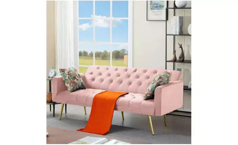 Okak Modern Button Tufted Convertible Sleeper Sofa Bed with Adjustable Back,Upholstered Futon Sofa Couch for Living Room,Apartment