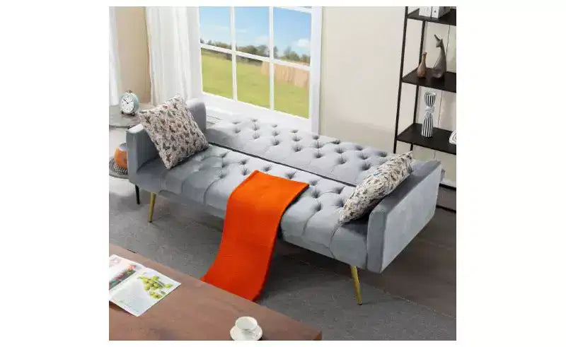 Okak Modern Button Tufted Convertible Sleeper Sofa Bed with Adjustable Back,Upholstered Futon Sofa Couch for Living Room,Apartment