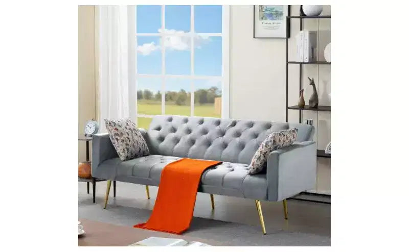 Okak Modern Button Tufted Convertible Sleeper Sofa Bed with Adjustable Back,Upholstered Futon Sofa Couch for Living Room,Apartment