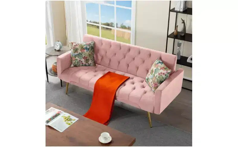 Okak Modern Button Tufted Convertible Sleeper Sofa Bed with Adjustable Back,Upholstered Futon Sofa Couch for Living Room,Apartment