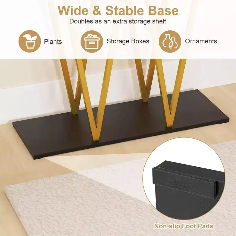 Costway 40 Gold Entryway Table with Faux Marble Table & Metal Frame, Storage Base, White