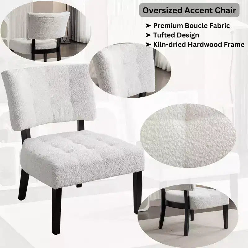 TUYOHW Modern Oversized Accent Chair with Middle Tufted Back Blended Leather Comfy Chairs with Wood Legs Accent Chairs for Living Room, Bedroom