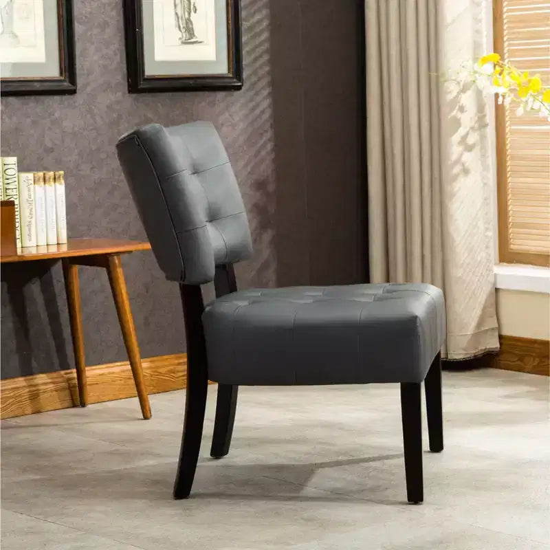 TUYOHW Modern Oversized Accent Chair with Middle Tufted Back Blended Leather Comfy Chairs with Wood Legs Accent Chairs for Living Room, Bedroom