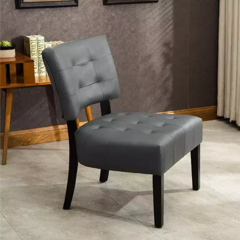TUYOHW Modern Oversized Accent Chair with Middle Tufted Back Blended Leather Comfy Chairs with Wood Legs Accent Chairs for Living Room, Bedroom