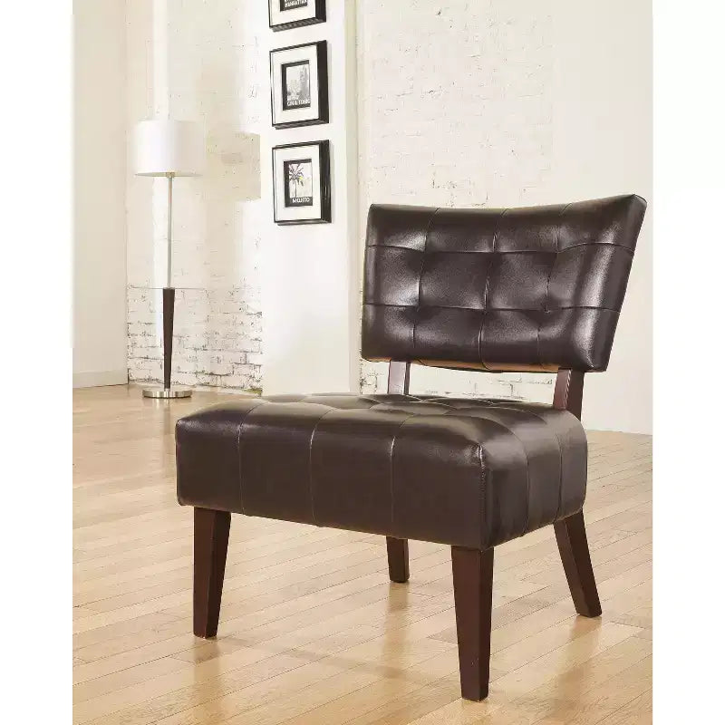 TUYOHW Modern Oversized Accent Chair with Middle Tufted Back Blended Leather Comfy Chairs with Wood Legs Accent Chairs for Living Room, Bedroom